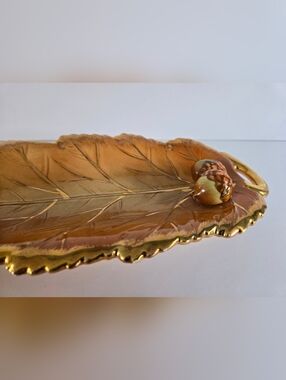 Mid-Century Maple Leaf Shaped NUT TRAY Vtg Japan